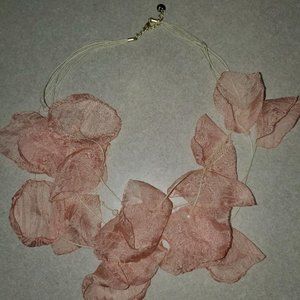 Pink Silk Flower Necklace -